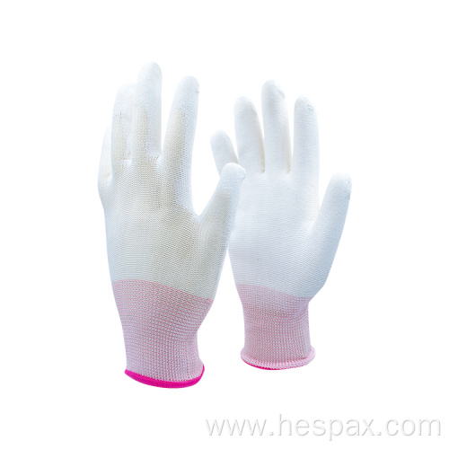 Hespax High Quality Work Gloves White PU Fingertip